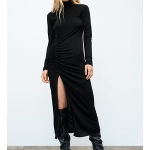 NWT ZARA DRAPED SHEATH BLACK DRESS